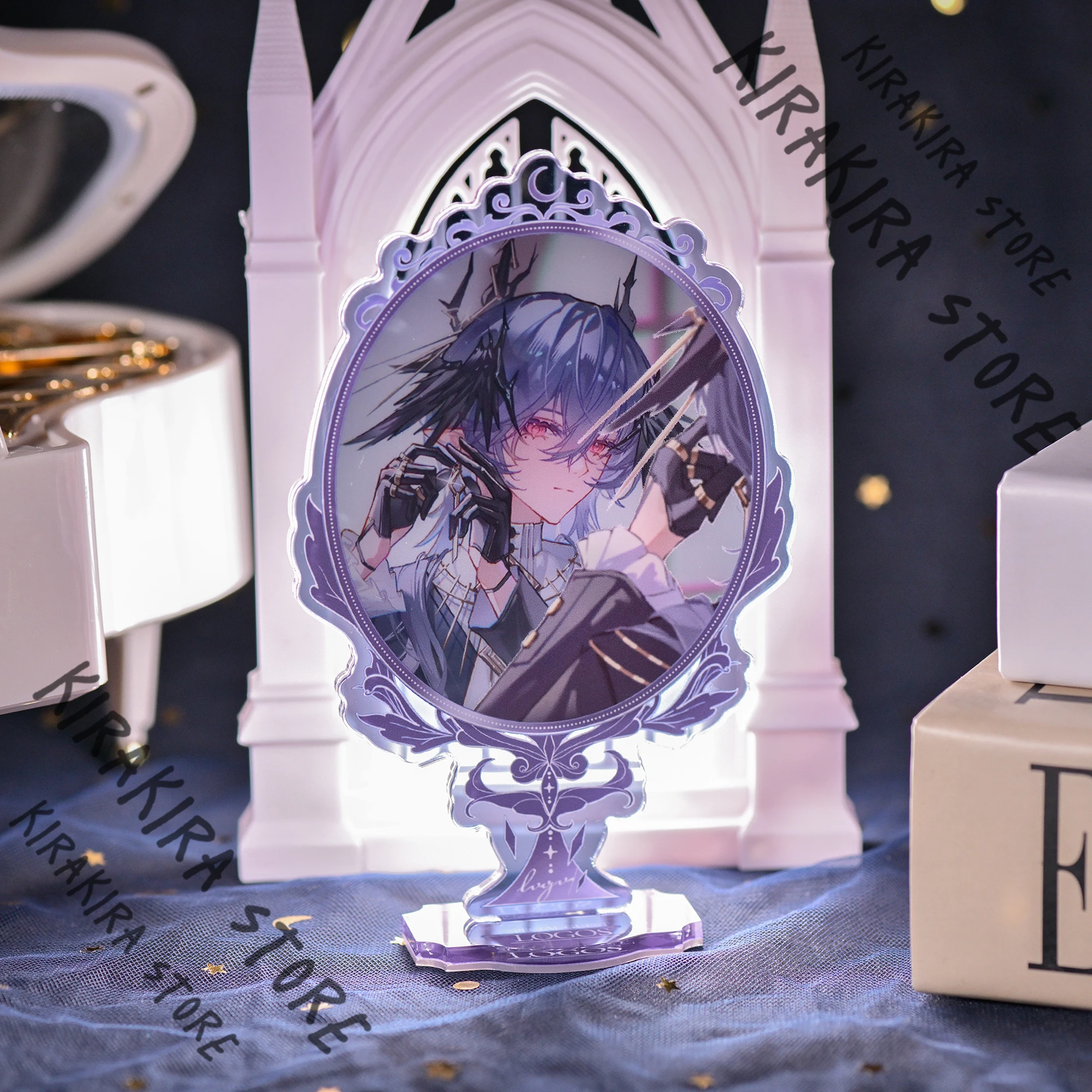 

Arknights Logos Cosplay Acrylic Light-transmitting mirror sign Commemorate double flash badge Ornaments coloured paper transcard