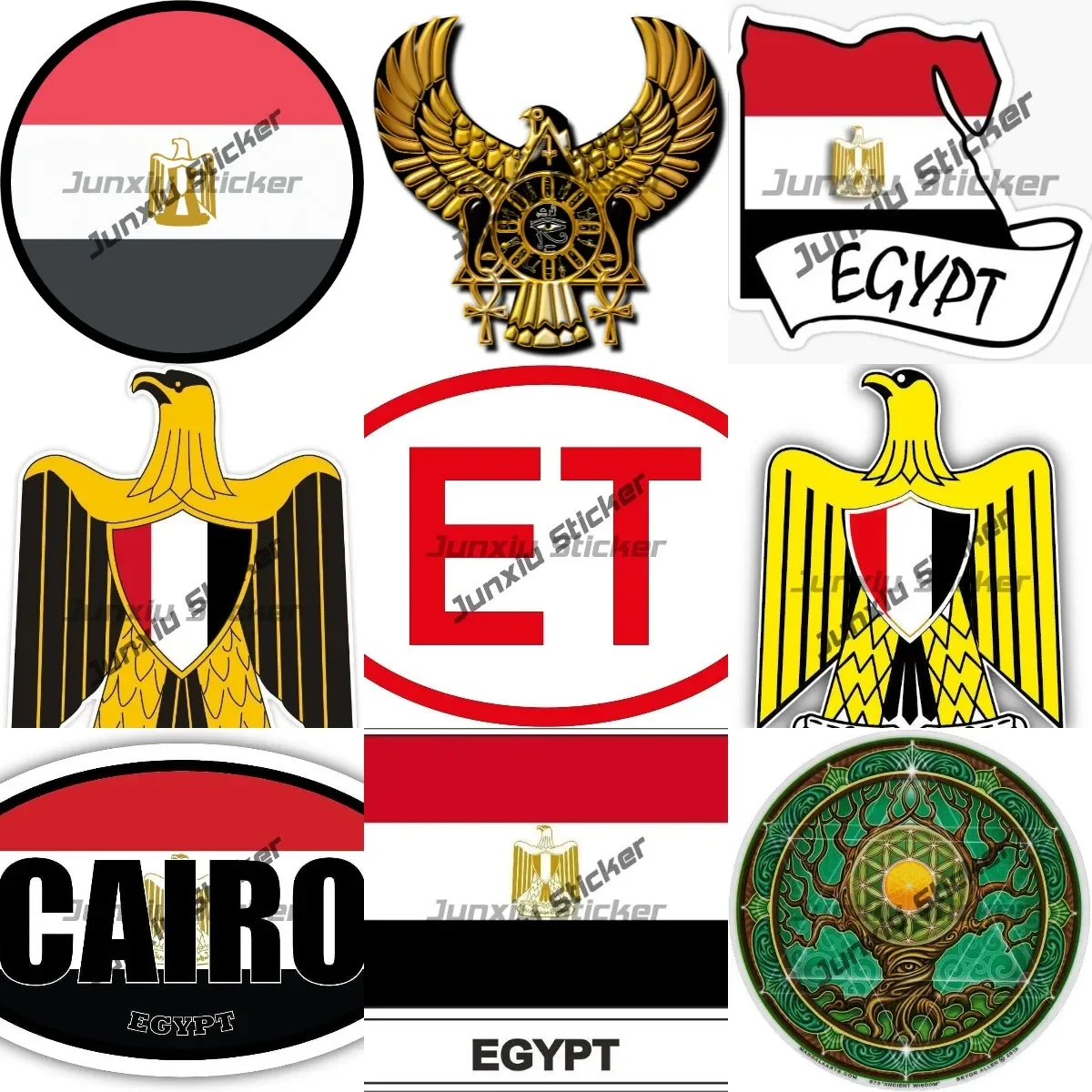 

Cairo Egypt Flag Coat of Arms Decal Egypt Ancient Wisdom Tree and Flower of Life Window Sticker Egyptian Queen Cleopatra Sticker