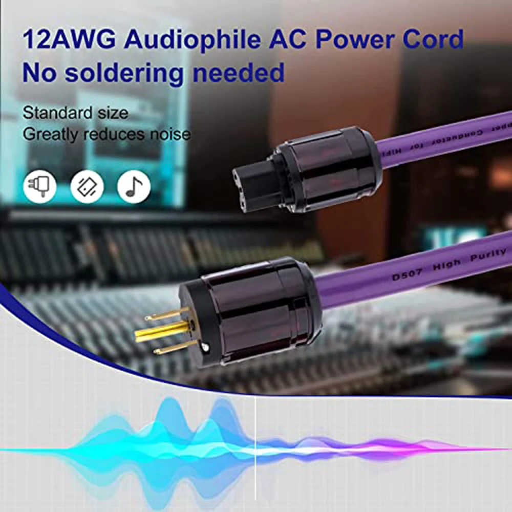 Высококлассный 6N медный аудиокабель D507 с позолоченным штекером питания США и штекером IEC C15, кабель питания переменного тока