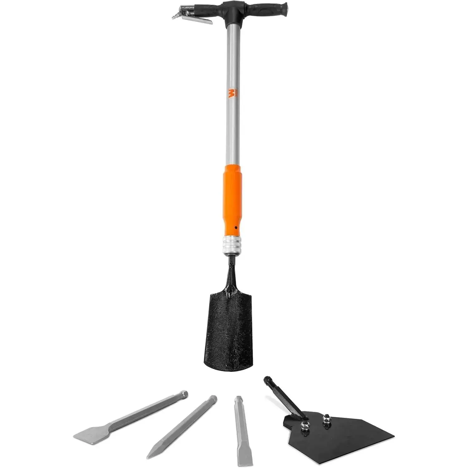 5-in-1 Pneumatic Multi-Function Tool with Scraper, Shovel, and Chisel Attachments