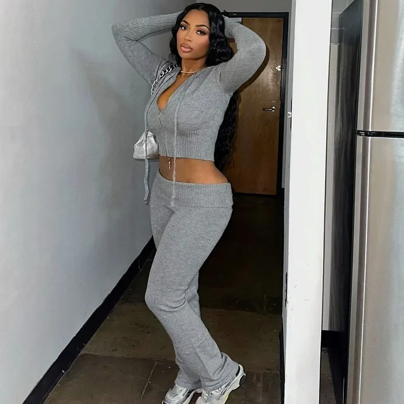 Streetwear Casual Pant Sets Womens 2 Piece Outfit Joggers Tracksuit Active Wear Long Sleeve Hooded Top and Pants Matching Sets