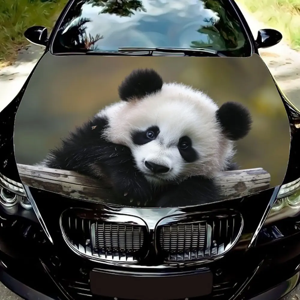 

Уличная мелочь, графика наклейки на капот автомобиля в форме панды, автомобильные виниловые обертки, супер привлекательные наклейки на капот автомобиля, милое украшение