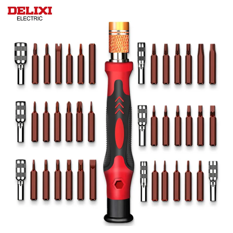 DELIXI ELECTRIC 45 in 1Precise Screwdriver Set,S2+CRV Steel Batch Head Strong Magnetic Adsorption ,Home Repair Phone,Tablet,Toy