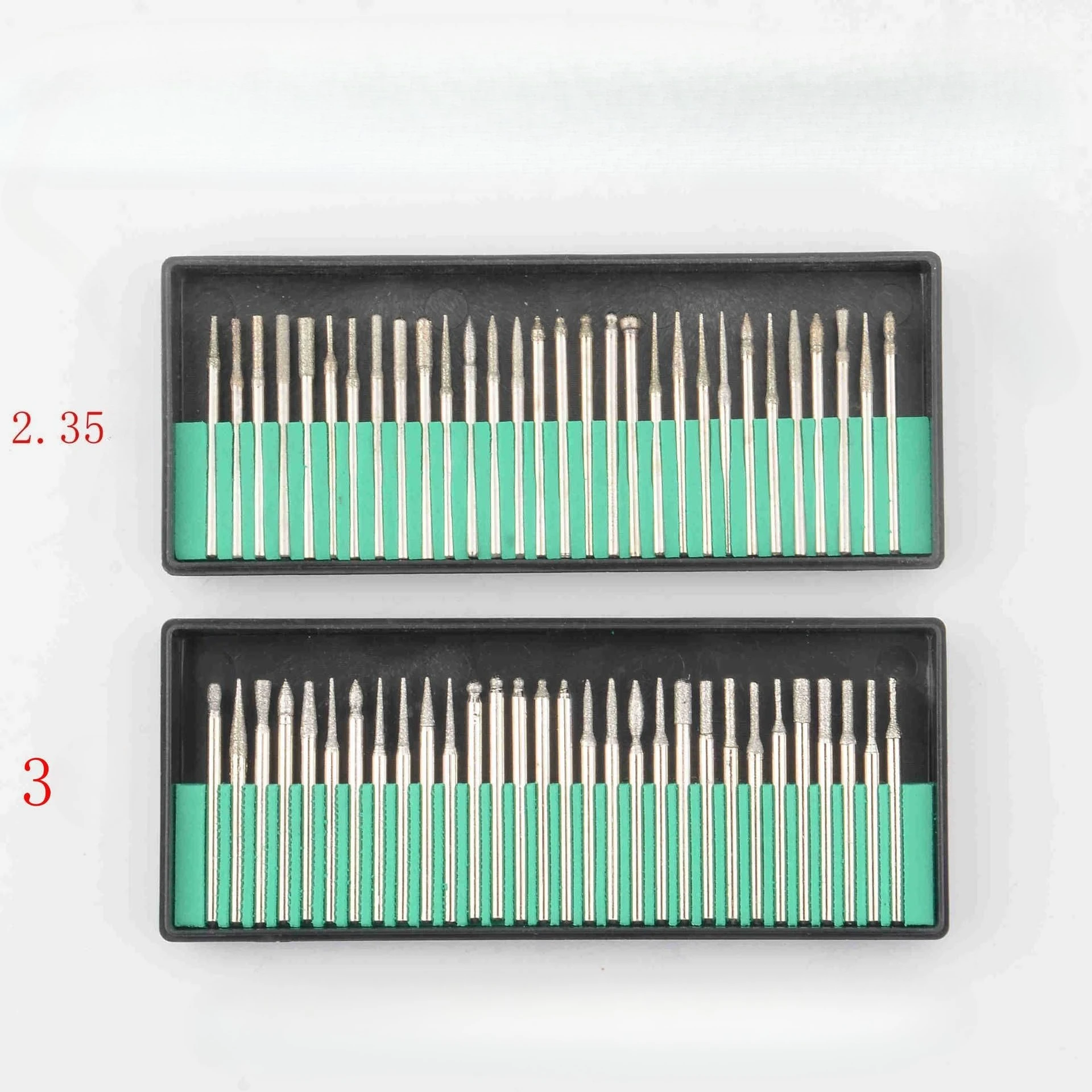 Black Box Set 30pcs 3mm/2.35mm Handle Standard Electroplated Emery Grinding Head Diamond Grinding Needle Grinding Tool S
