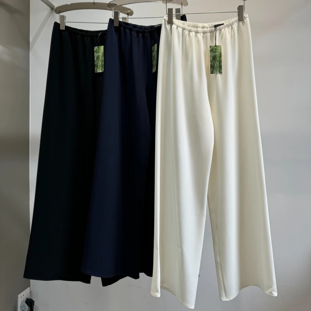 

Classic Acetate Black Long Pants Women Black White Casual Air Pants for Women