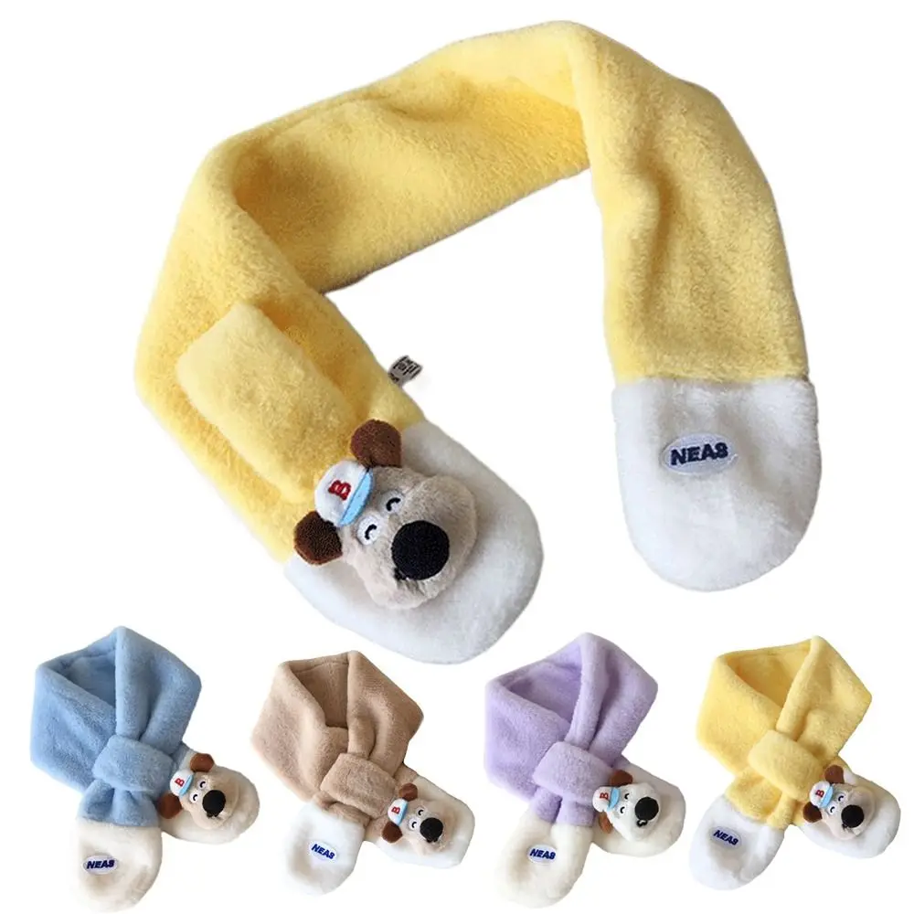 Fashion Kids Fur Collar Scarf Keep Warm Thicken Boys Girls Knitting Scarf Windproof Cartoon Winter Scarves Autumn Winter