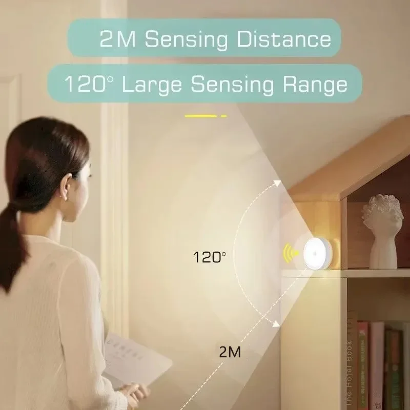 مستشعر حركة LED ضوء ليلي قابل للشحن مصباح ذكي مثبت على الحائط لخزانة المدخل وخزانة الملابس وإضاءة ليلية #3
