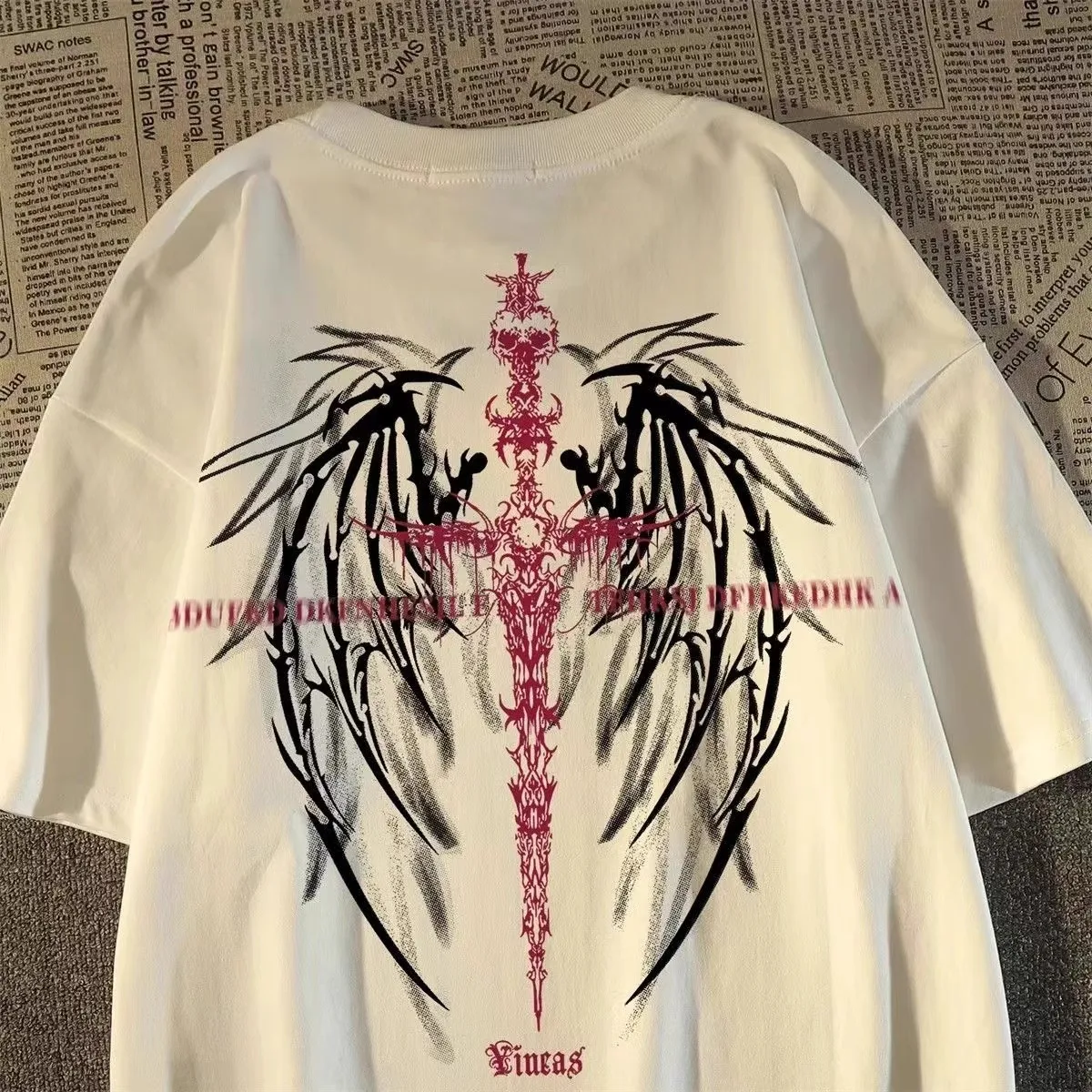 

Cotton Short-sleeved T-shirt Summer European and American Street Brand Full Half-sleeved Shirt
