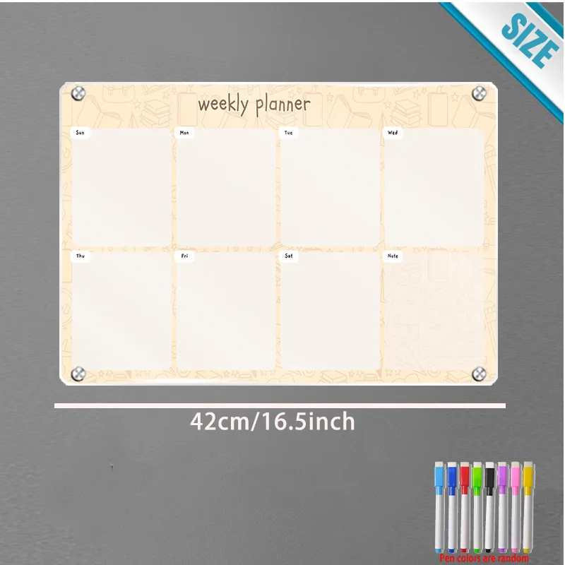 quadro-magnetico-grande-para-planejamento-semanal-16x12-polegadas-reutilizavel-cores-vibrantes-inclui-8-marcadores-aleatorios