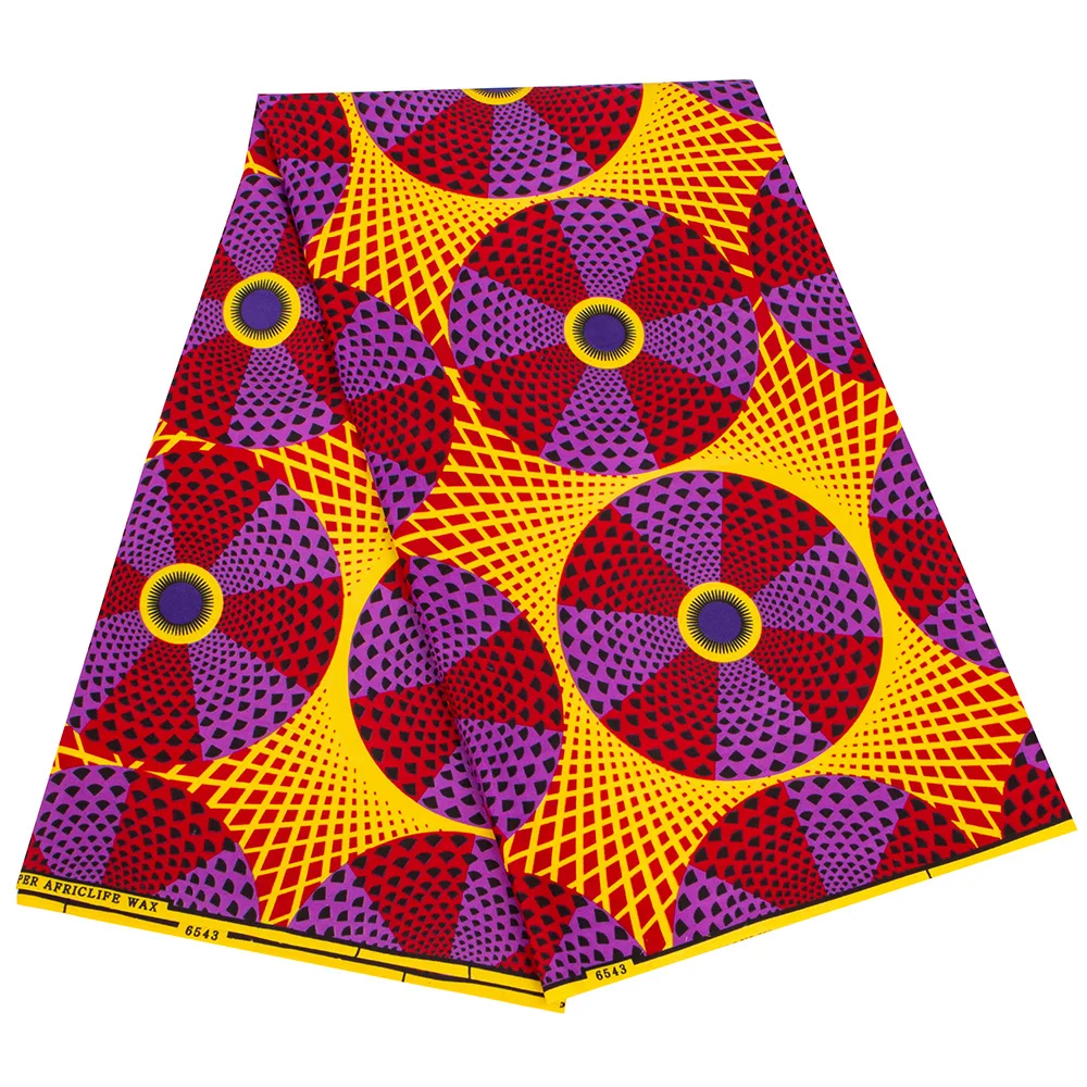 100% Polyester Africa Ankara Wax Fabric Circle Prints Pattern Tissu for Sawing Wedding Dress Pagne Material Handmake Patchwork