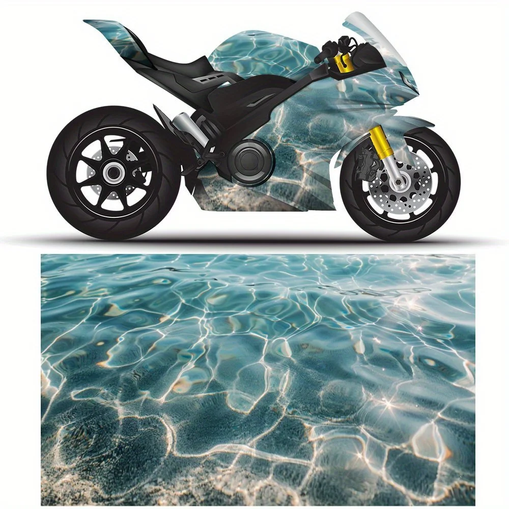 

2 PCS Motorcycle self-adhesive PVC sticker with Refreshing Water Ripple pattern, motorcycle body film, suitable for most motorcy
