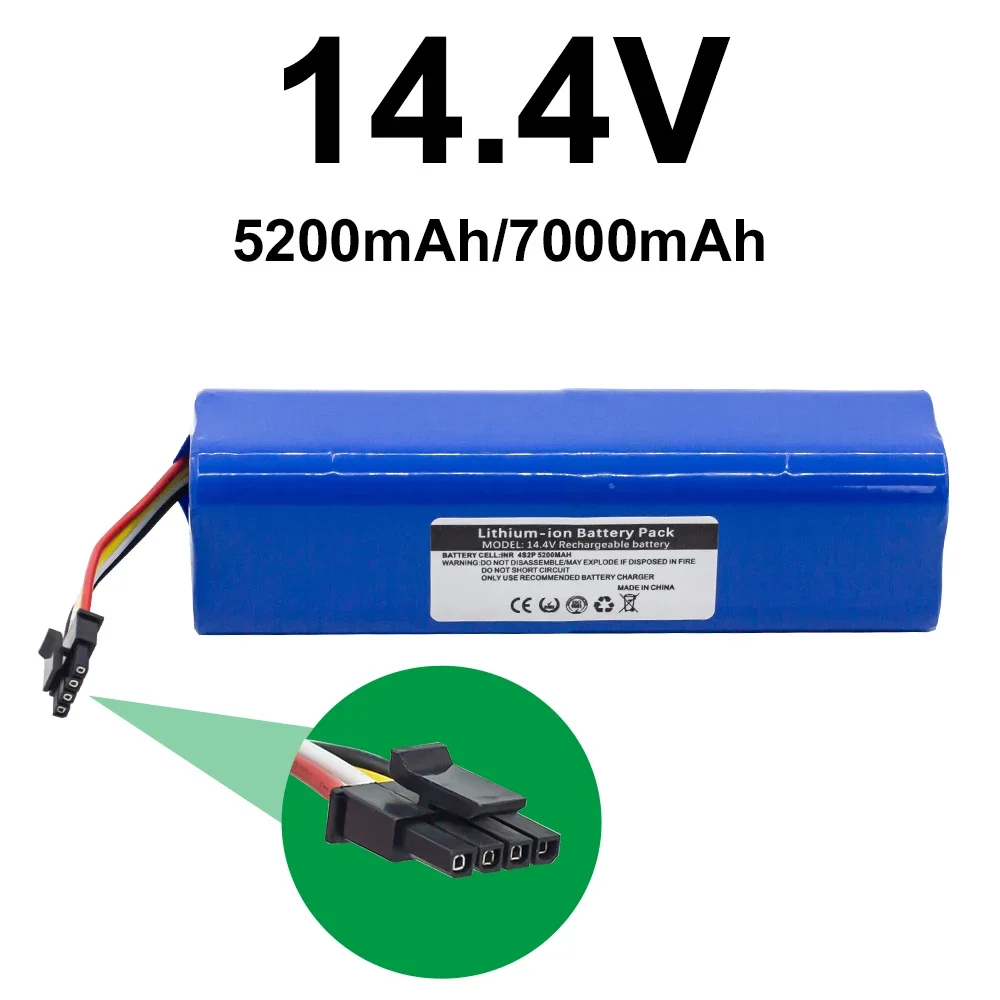 14.4V 5200mAh/7000mAh 18650 Lithium ionBattery  for Xiaomi Mijia Robot Vacuum Cleaner 2nd roborock S50 S51 S55 (CE Approved)