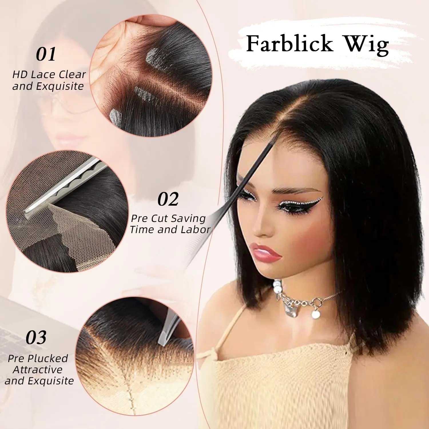 Smilegirl 5x5 HD Lace Short Bob Wig Human Hair Wear And Go Glueless Wigs Straight Closure Wig Human Hair Wigs Pre Plucked For Black Women - view 4