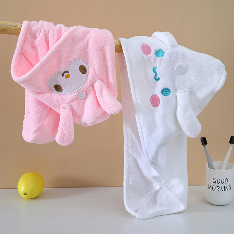 Sanrio Cute Cinnamonrolls Melodys cappello per capelli secchi Kawaii Anime assorbente Shampoo ad asciugatura rapida cappello da bagno bagno di casa asciugamano calvo