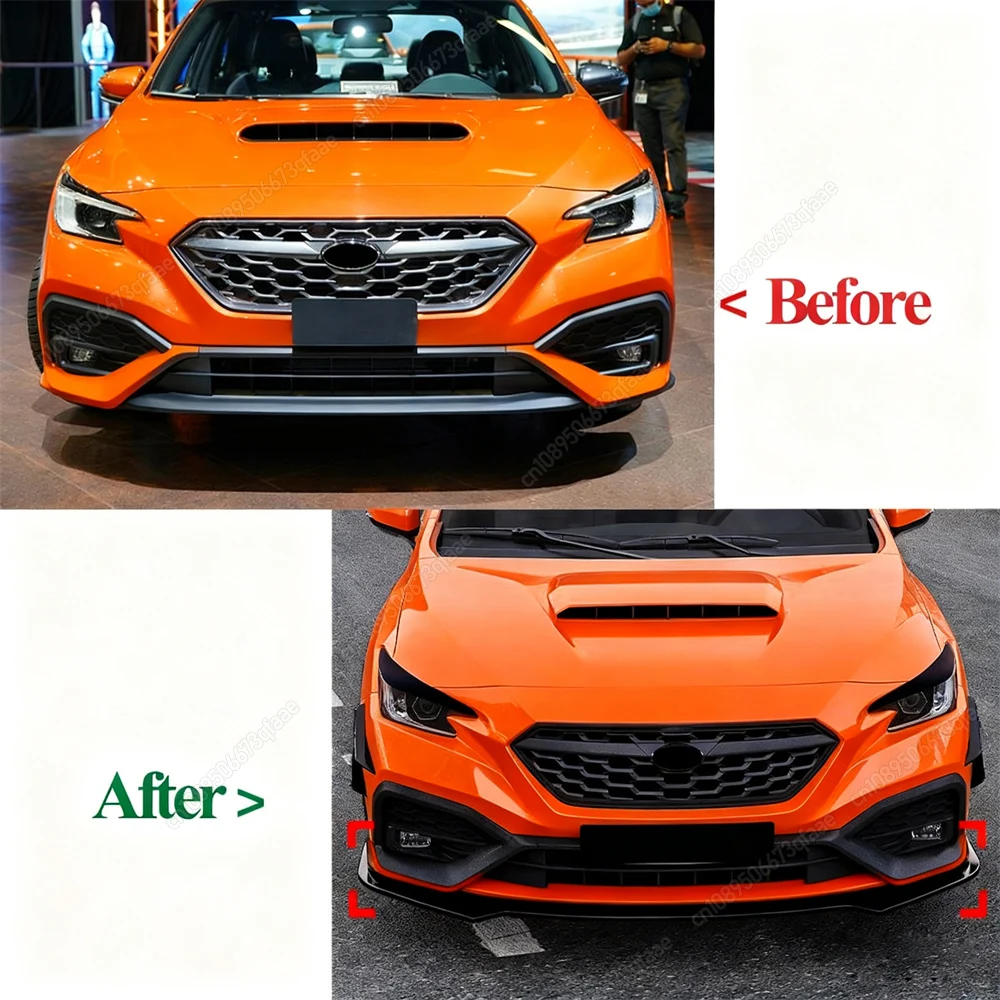 For Subaru WRX STI VB 2022 2023 2024 2025+ ABS Gloss Black Trim Car Front Bumper Lip Spoiler Diffuser Splitters Body Kits Tuning