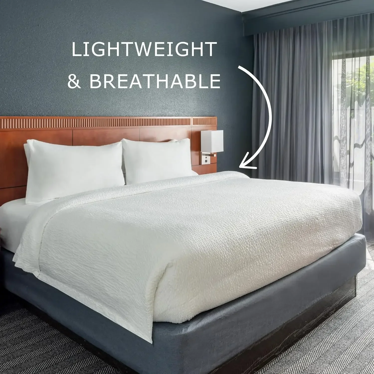 by Marriott Textured Coverlet - Lightweight Coverlet with Wash-Activated Ripple Texture Exclusively for Courtyard - Wh