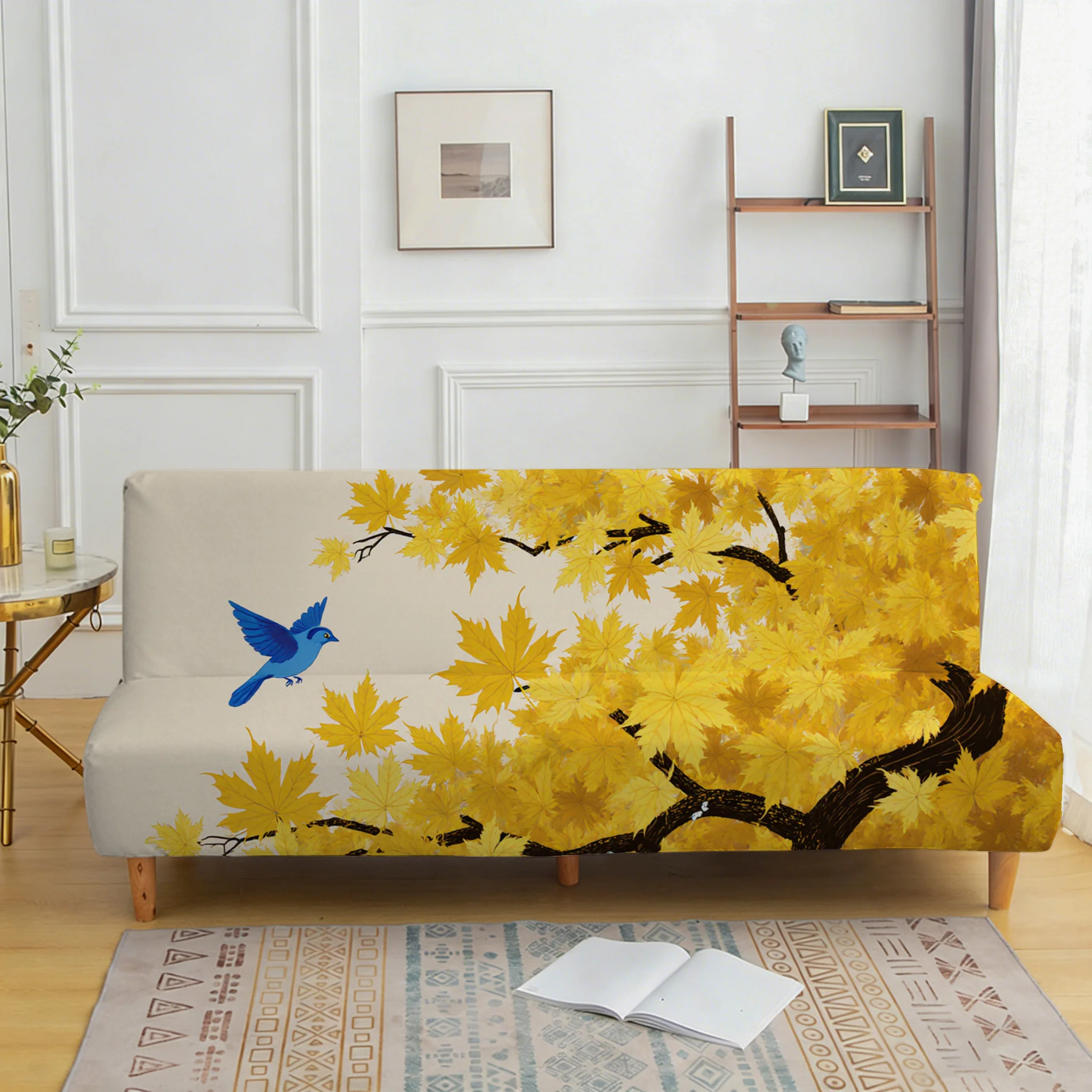 Autumn maple sofa bed cover, non-slip and scratch-proof furniture protective cover, suitable for a variety of home styles
