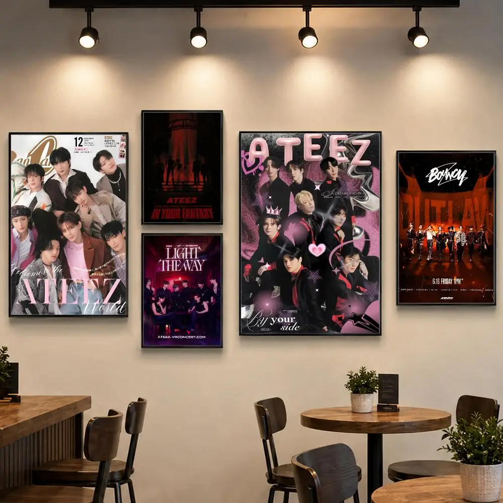 Kpop A-ATEEZ Poster PP Paper Decorative Wall Art for Living RoomsBedrooms Bars Cafes Stylish Home Decor Gift