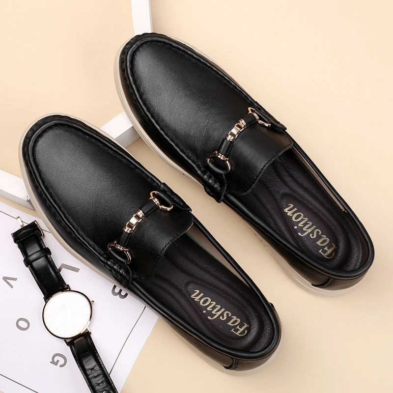 High Quality Brand Men's Genuine Leather Casual Shoes Soft Soled Comfortable Loafers Versatile Classic Men's Business Work Shoes