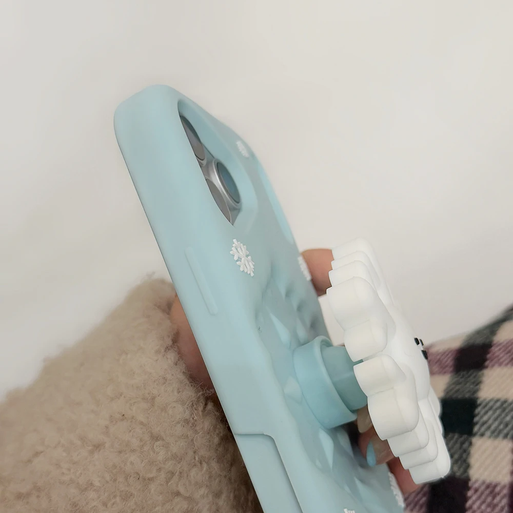 3D Schneeflocke Teleskop Halterung Telefon Fall Weiche Silikon Ständer Halter Abdeckung Für iPhone 17 16 Plus 16e 15 14 13 12 Pro Max – Detail 5