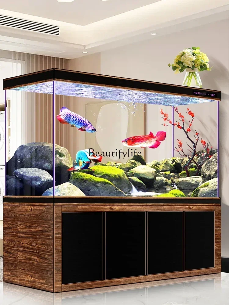 Living Room Fish Tank Large Change Water Self-Circulating Light Luxury Glass Ecological Aquarium