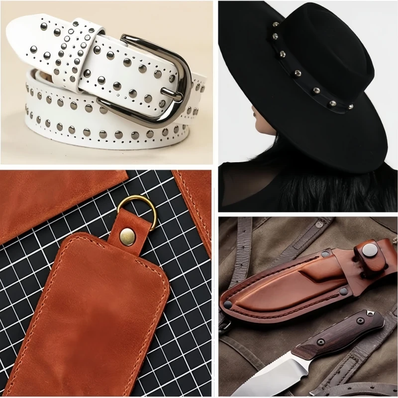 100 Sets 5-10mm Metall-Doppelkopf-Rundnieten, Kollisionsnägel für Lederreparaturen, Schuhe, Taschen, Gürtel, Kleidung, Accessoires, DIY-Bastelarbeiten – Detail 4