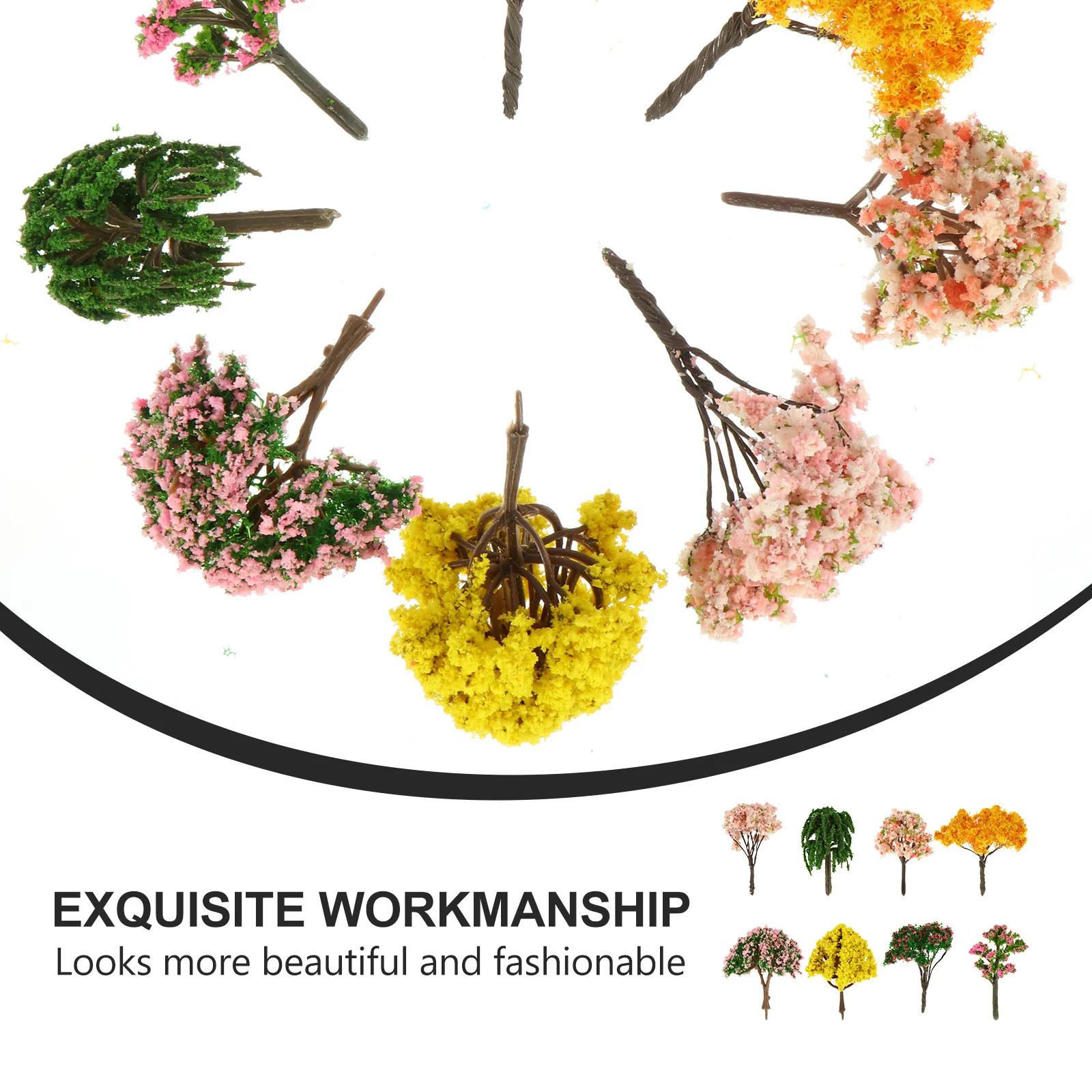 8 pçs plástico realista flor de cerejeira árvores simulação em miniatura plantas para decorações paisagem sandbox micro paisagem diy