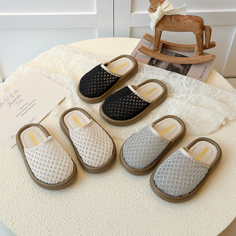 

Children Summer Beach Shoes Kids Hollow Out Home Slippers Non-Slip Soft Sole Girls Air Mesh Casual Slippers Breathable