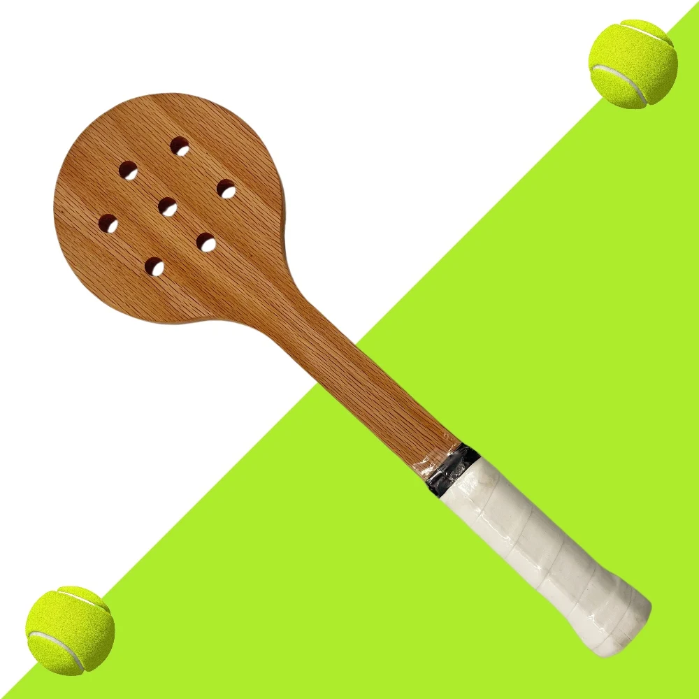 Wooden Tennis Spoon Tennis Racket Sweet Spot Trainer Tennis Training Aid Easy To Carry Grip Two-Color Optional