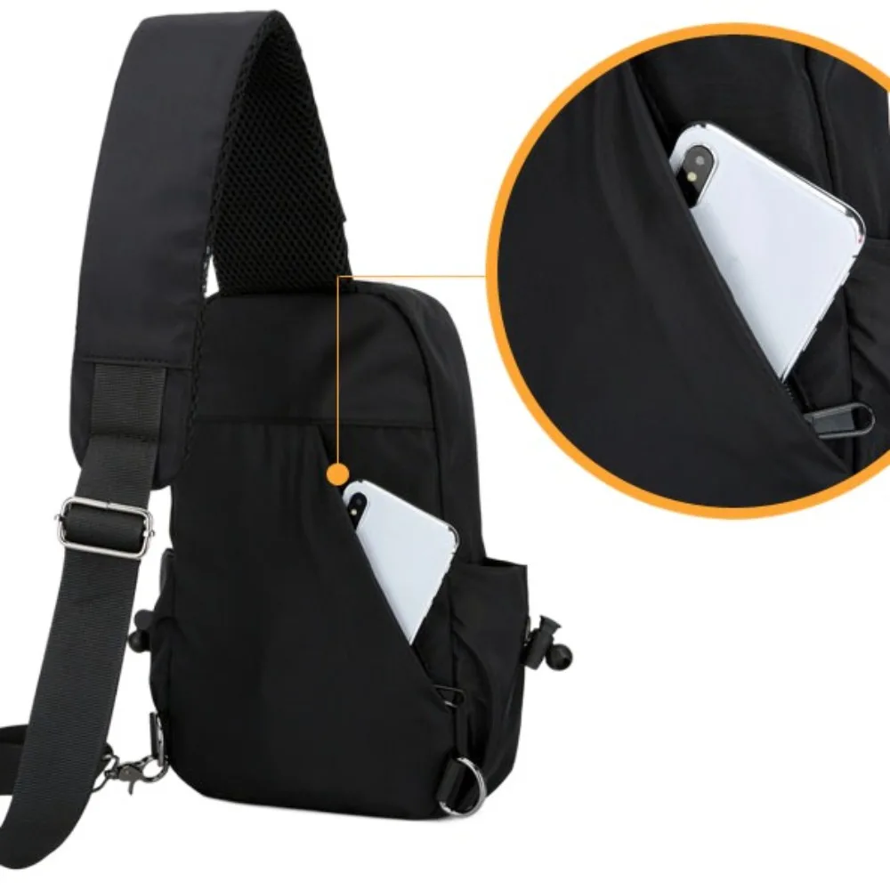 Simple Zipper Pocket Oxford Shoulder Bag Retro Large Capacity Chest Bag Men Storage Waterproof Nylon Shoulder Bag Outdoor
