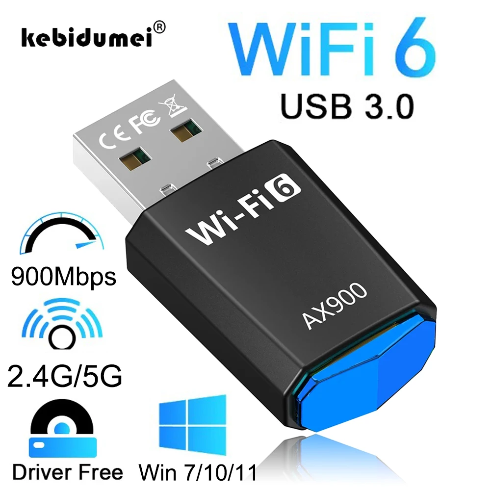 WiFi 6 Wireless Network Card 900Mbps 2.4G 5G Dual frequency Free Drive Adaptador For Laptop Windows 7 10 11 Receiver Accessories