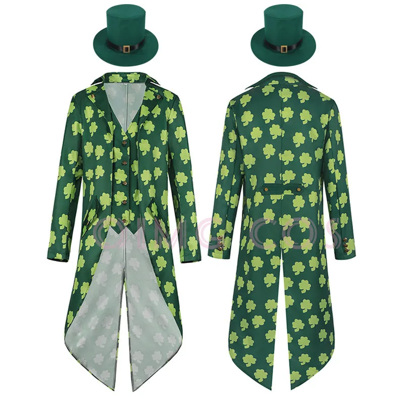 

Irish Festival Patrick's Day Carnival Green Tailcoat Clover Green Hat Clothing Tailcoat