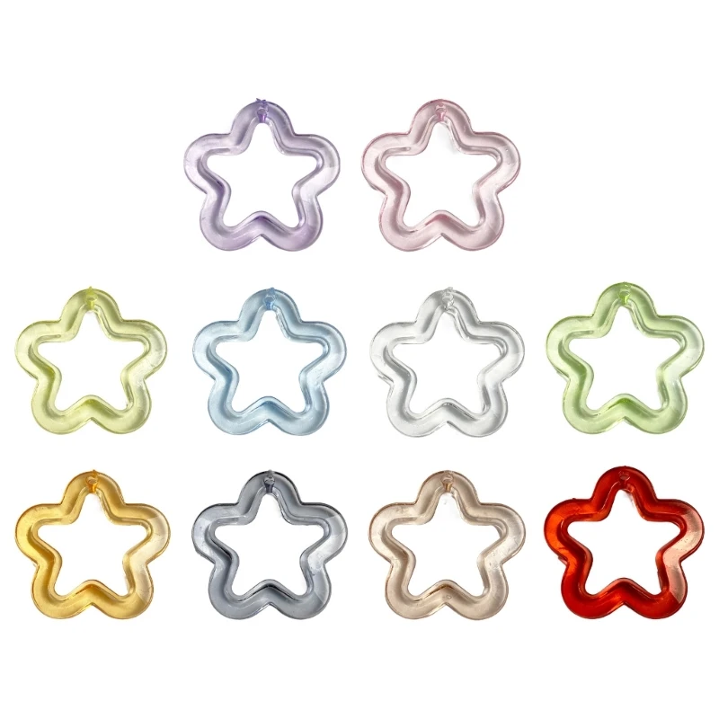 5pcs Colorful Small Flower Charm Pendants for Women DIY Hollow Transparent Star with Hole Jewelry Necklaces Making Tools