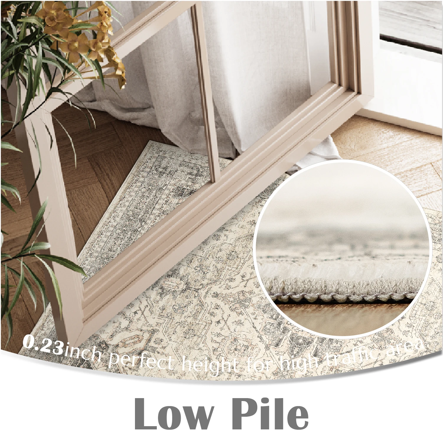 Distressed Oriental Area Rug Printed Traditional Pattern Non Slip Washable Floor Carpet for Hallway Living Room Lounge Decor
