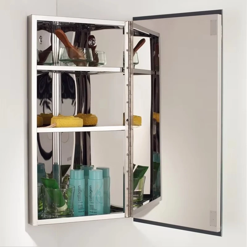 Modern Waterproof Stainless Steel Bathroom Corner Cabinet Mirror Cabinet Bathroom Furniture