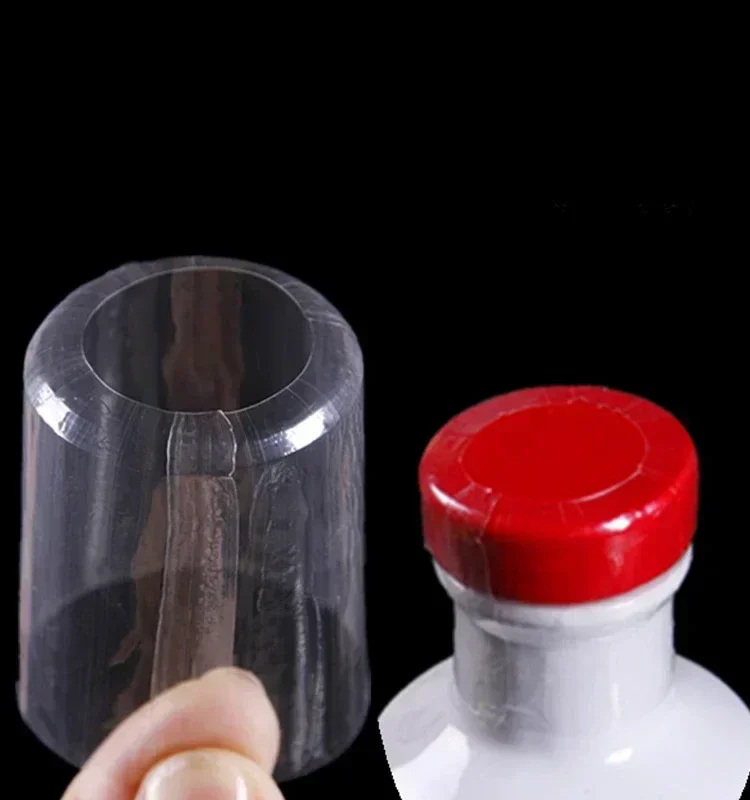 200pcs Wine Bottle Mouth Sealing Sleeve Case Red Wine Glass Hot Bottles Seal Bag Bottle Caps Transparent Heat Shrink Film
