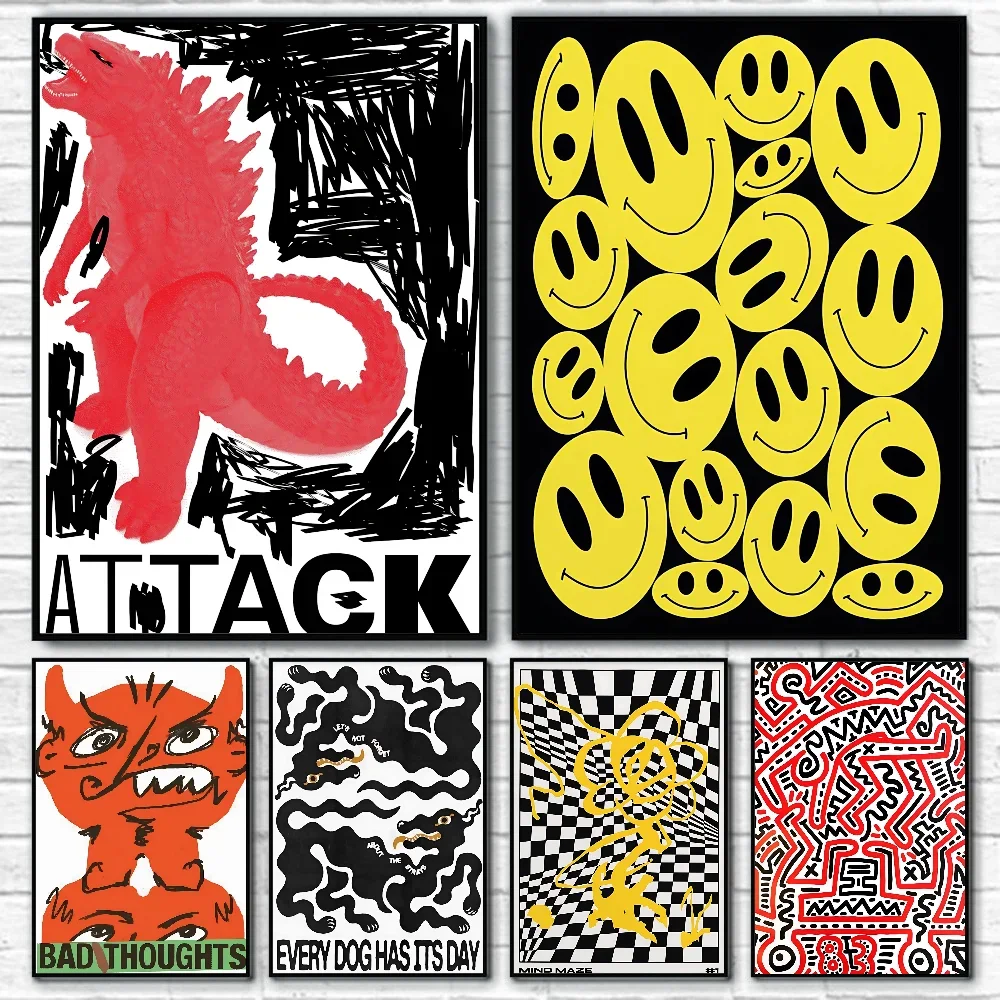 1 قطعة خمر مجردة الكلاسيكية الرجعية العقل المتاهة طباعة منتصف القرن الجدار ملصق ذاتية اللصق الفن ورق مقاوم للماء ملصق القهوة