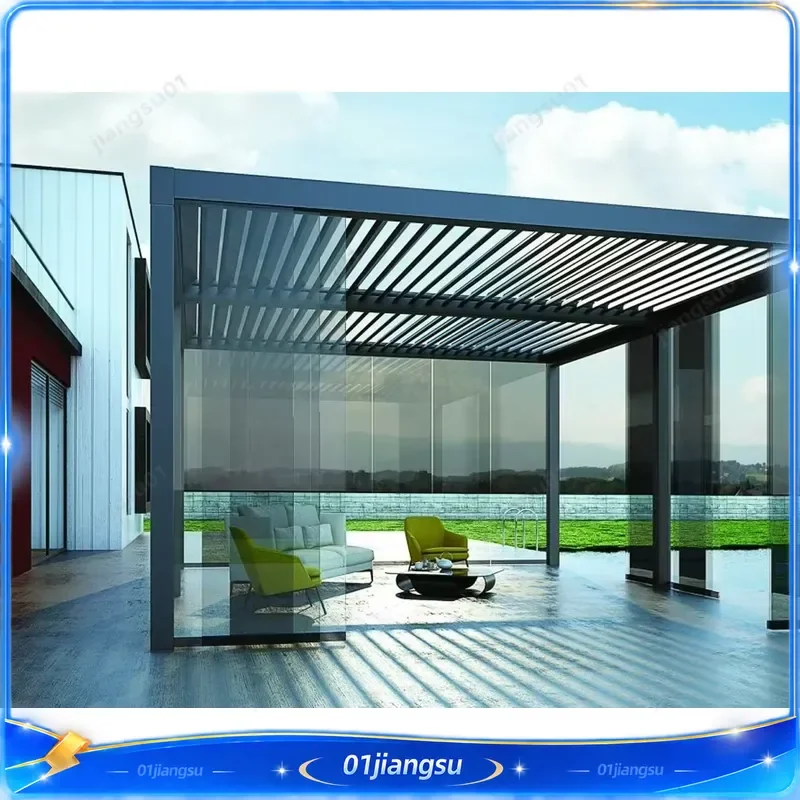 Outdoor Patio Gazebo with Louvered Roof Aluminum Pergola Canopy Waterproof Sunshade Garden Terrace Awning for Backyard Deck