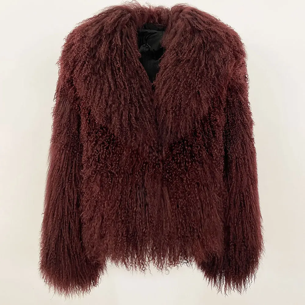 Lady Mongolian Sheep Fur Coats Winter Thick Warm Crop Jacket Natural Lamb Fur Coats Women Real Real Mongolia Sheep Fur Jackets