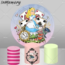 Alice in Wonderland Birthday Circle Round Backdrops Party Decor Supplies Background Photography Studio Elastic Photocall Covers