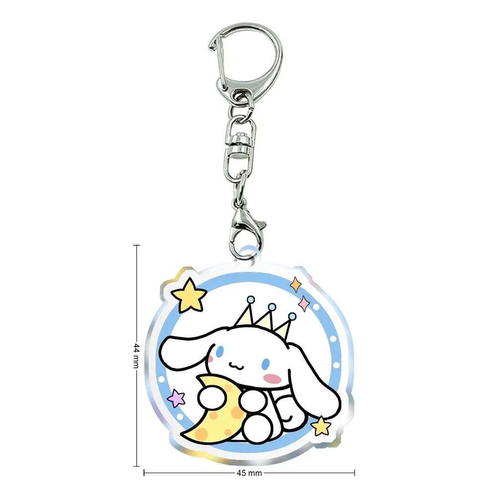 Sanrio Cinnamoroll Keychain Cartoon Transparent PVC Double Sided Key Chain For Friends Christmas Gift