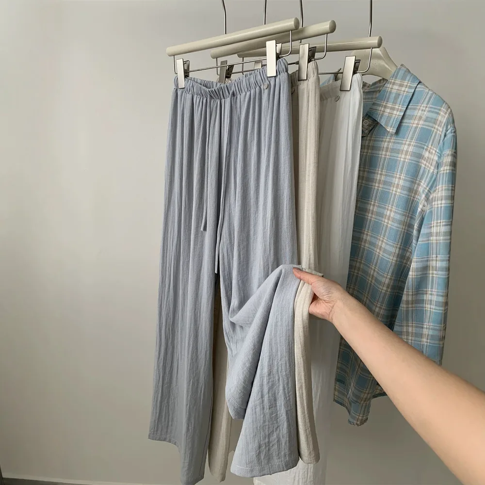 

Casual Loose Cotton-linen Wide-leg For Women Summer Drawstring Straight Slimming Walking Pants