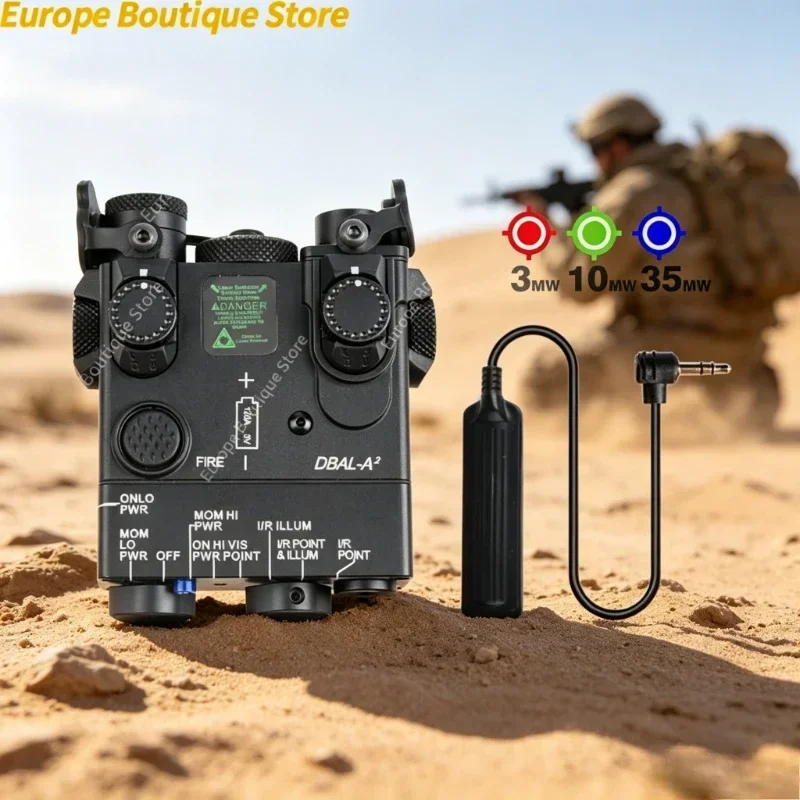 2026 NEW PEQ-15 Style DBAL-A2 Battery Box Green Laser IR Flashlight Strobe with Remote Switch 20mm Rail
