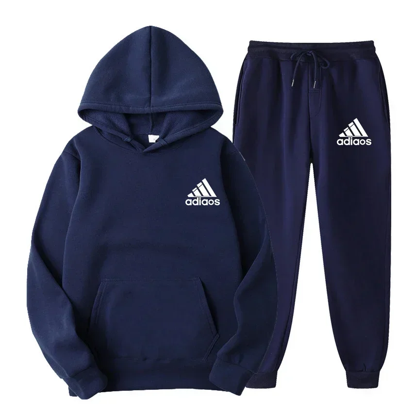 

Men's hoodie set for autumn and winter, featuring a new hooded sweatshirt and jogging pants, is a two-piece outdoor casual sport