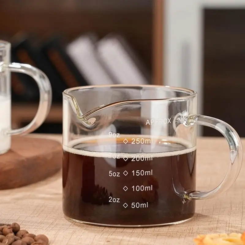 High Borosilicate Glass Espresso Shot Cup With Graduated Scale Milk Pitcher C7AC