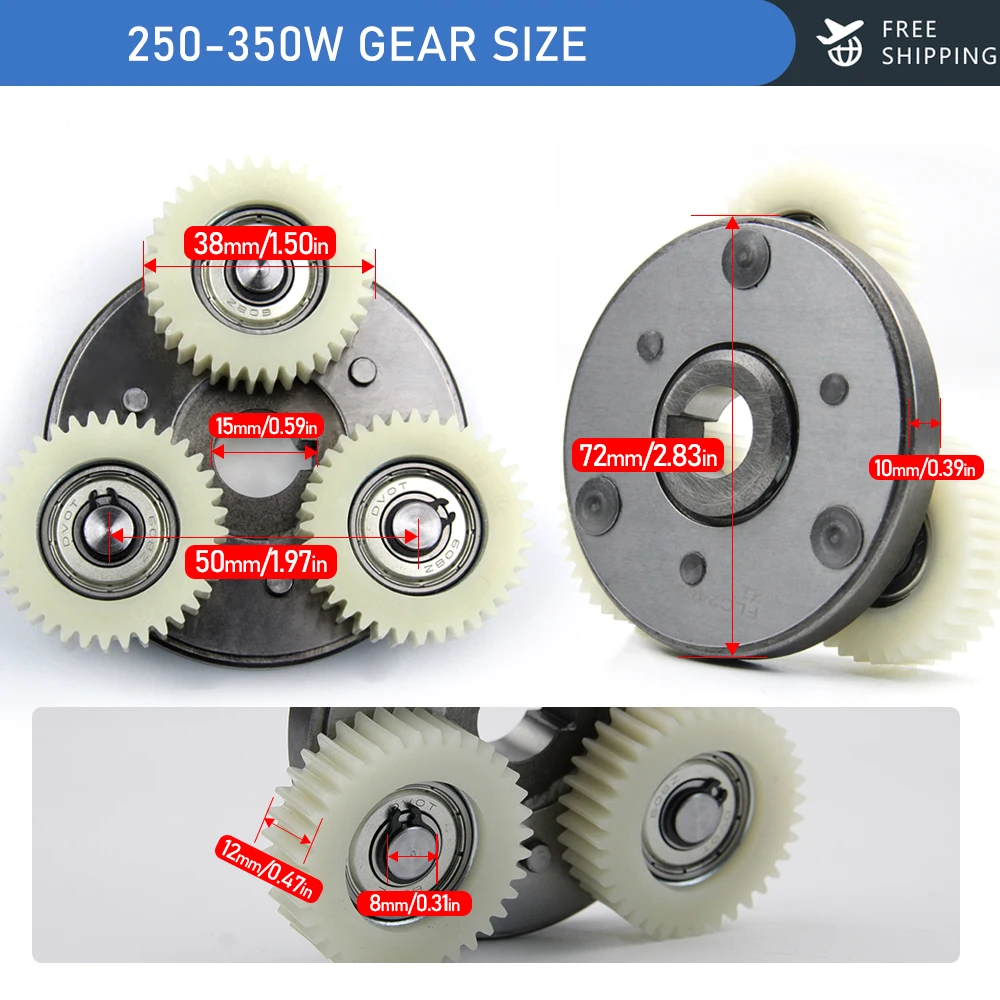 

EBike Motor Steel Gear Clutch Kit, Gear Bearing Hub, Rotating Clutch, Planetary Gear, Nylon Gears, 36T, 250W-500W
