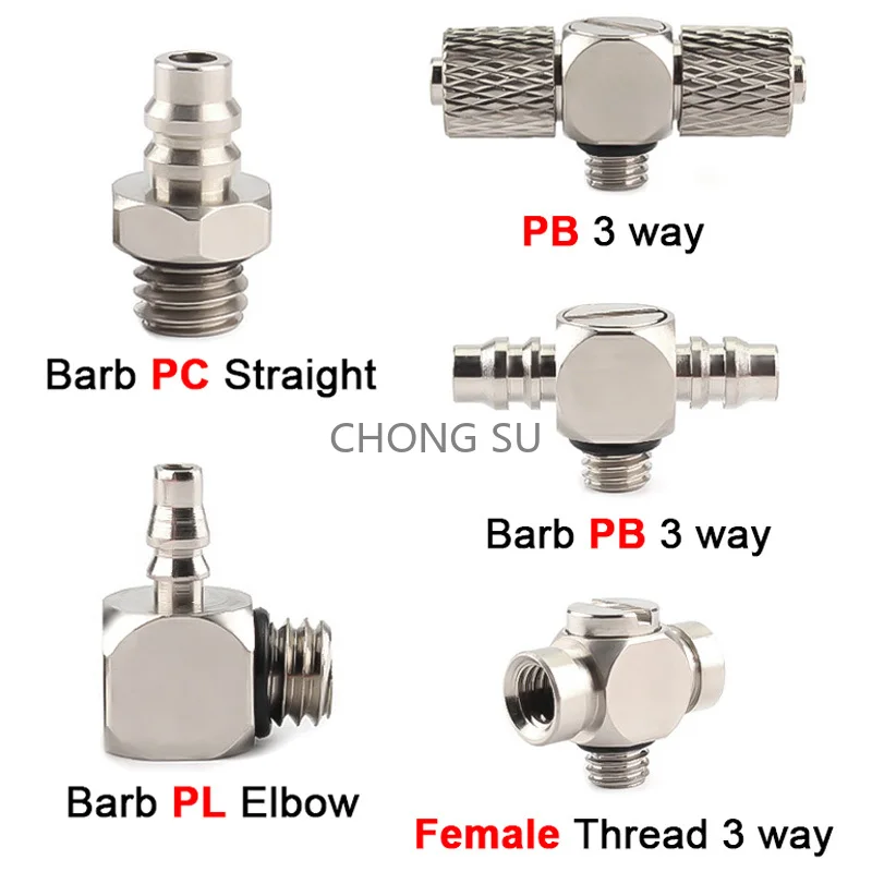 1-10pcs M3 M4 M5 M6 Brass Straight Elbow Tee Tube Hose Barb Mini Air Pneumatic Pipe Fitting Quick Connector PC PL PB 3 4 5 6mm