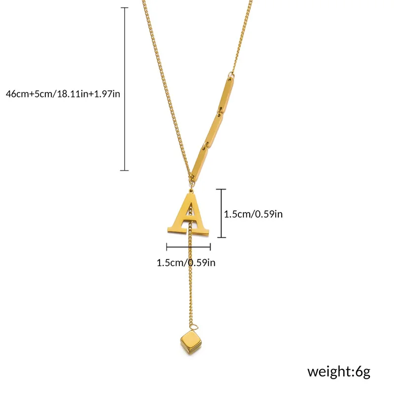 Stainless Steel Metal 26 English Letters Necklace for Women Fashion Gold Color Chain A-Z Alphabet Clavicle Necklace Jewelry Gift
