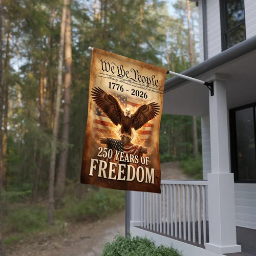 250 Years Freedom House Flag We The People Eagle 1776 Patriotic Yard Decor RRI