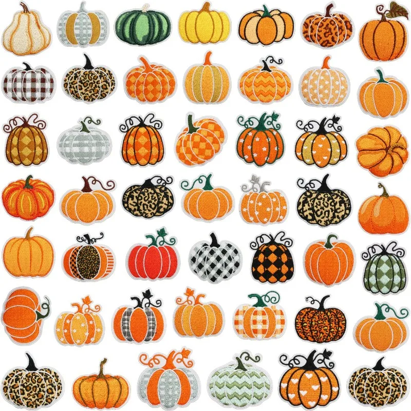 Art Autumn Pumpkin Harvest Food Plant Iron-on Sew Embroidery Badge Patches DIY T-shirt Hat Backpack Clothing Appliques Sticker